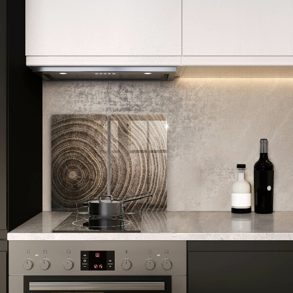 Glas Herdabdeckplatte Holzringe