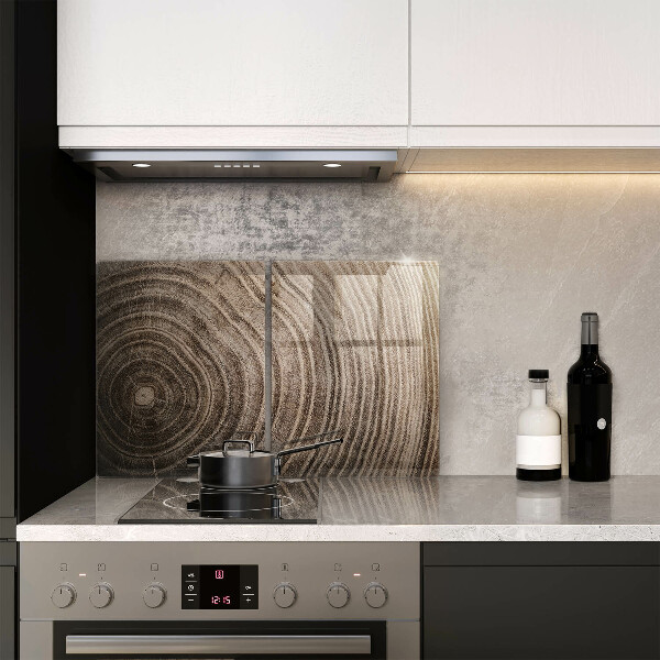 Glas Herdabdeckplatte Holzringe