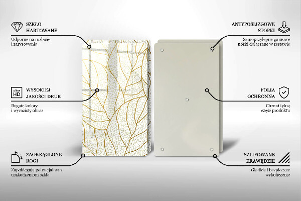 Glas Herdabdeckplatte Line-Art-Blättermuster