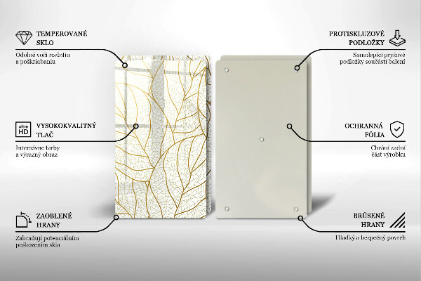 Glas Herdabdeckplatte Line-Art-Blättermuster
