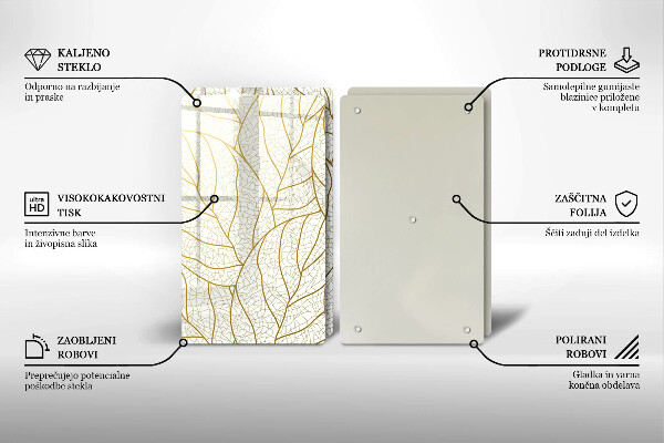 Glas Herdabdeckplatte Line-Art-Blättermuster