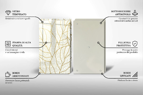 Glas Herdabdeckplatte Line-Art-Blättermuster