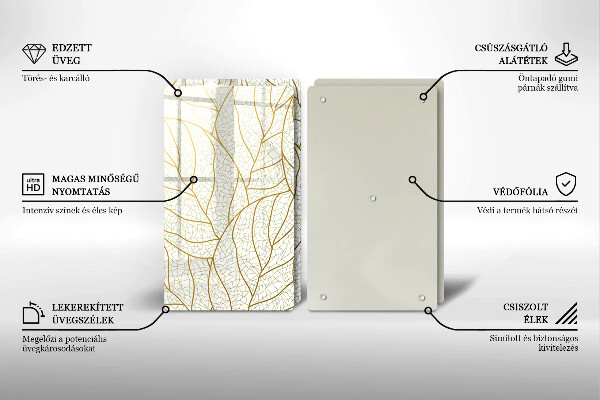 Glas Herdabdeckplatte Line-Art-Blättermuster