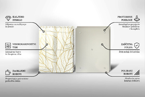 Glas Herdabdeckplatte Line-Art-Blättermuster