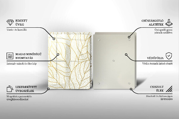 Glas Herdabdeckplatte Line-Art-Blättermuster