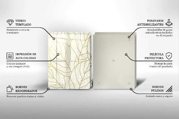 Glas Herdabdeckplatte Line-Art-Blättermuster