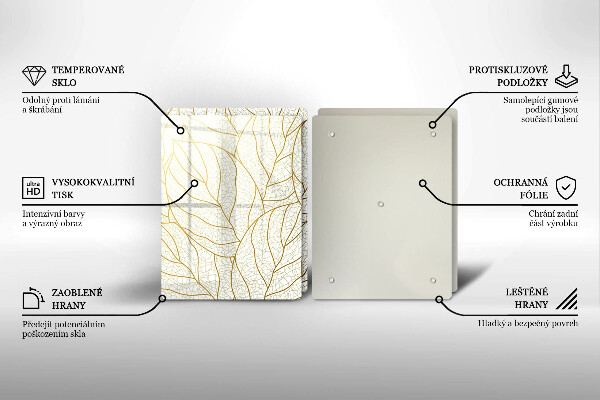 Glas Herdabdeckplatte Line-Art-Blättermuster