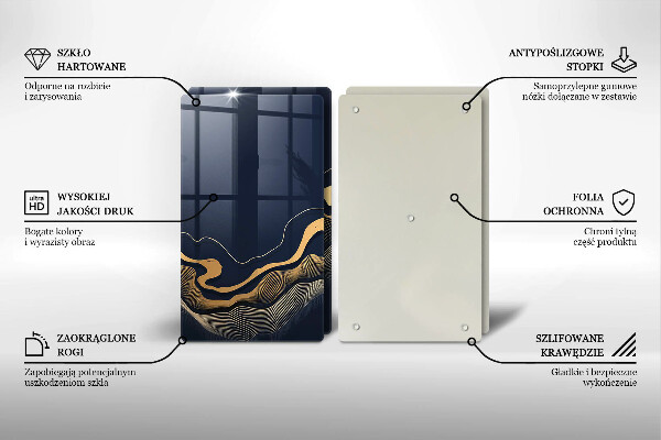 Glas Herdabdeckplatte Abstrakte goldene Linien