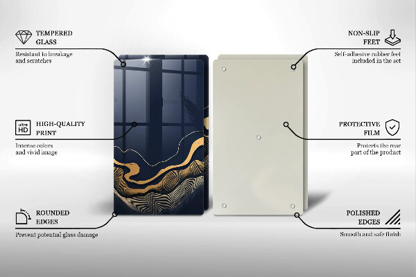 Glas Herdabdeckplatte Abstrakte goldene Linien