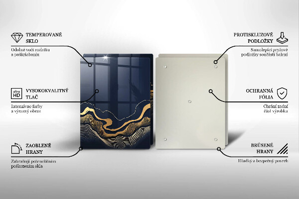 Glas Herdabdeckplatte Abstrakte goldene Linien