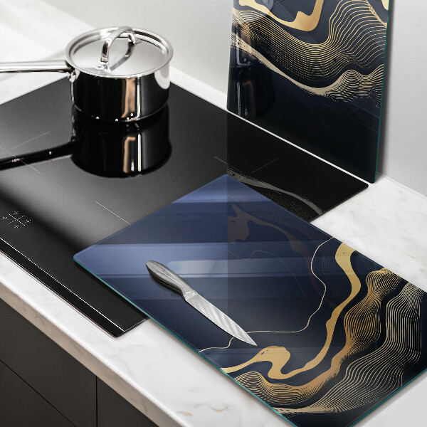 Glas Herdabdeckplatte Abstrakte goldene Linien