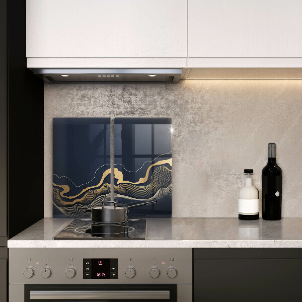 Glas Herdabdeckplatte Abstrakte goldene Linien
