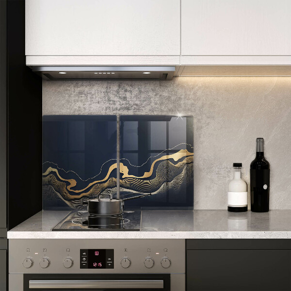 Glas Herdabdeckplatte Abstrakte goldene Linien
