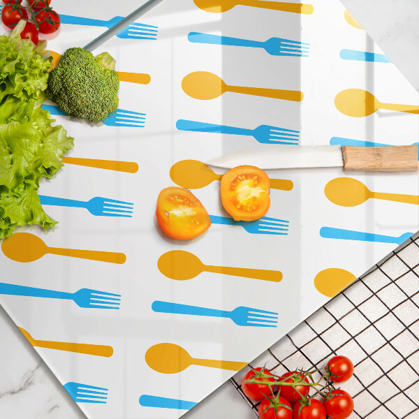 Glas Herdabdeckplatte Gabeln und Löffel