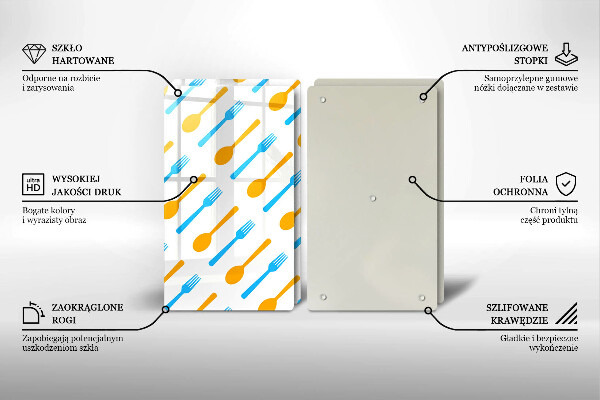 Glas Herdabdeckplatte Gabeln und Löffel