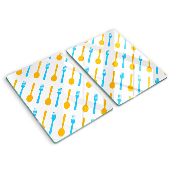 Glas Herdabdeckplatte Gabeln und Löffel