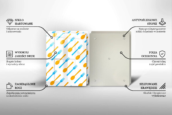 Glas Herdabdeckplatte Gabeln und Löffel