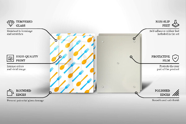 Glas Herdabdeckplatte Gabeln und Löffel