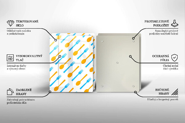 Glas Herdabdeckplatte Gabeln und Löffel