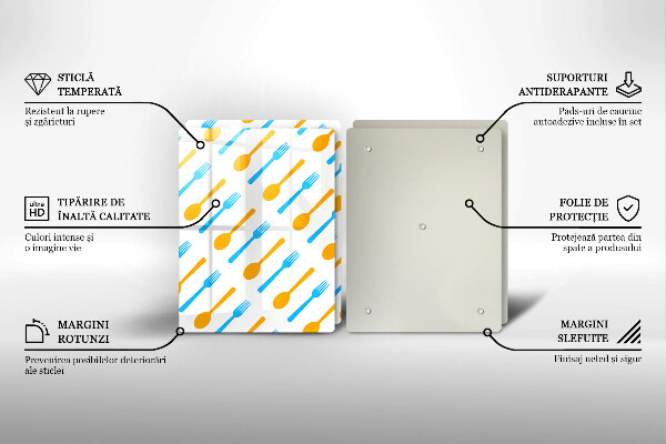 Glas Herdabdeckplatte Gabeln und Löffel