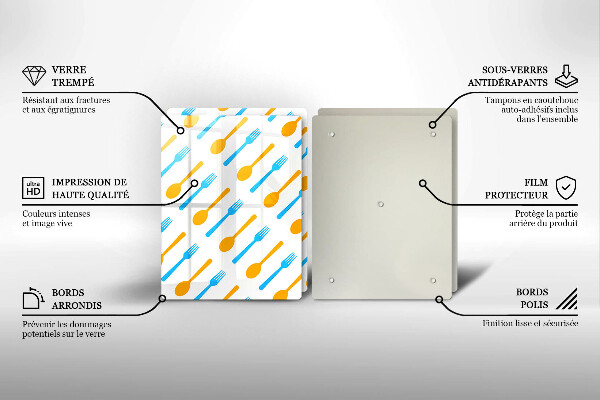 Glas Herdabdeckplatte Gabeln und Löffel