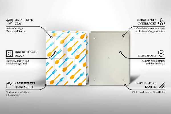 Glas Herdabdeckplatte Gabeln und Löffel