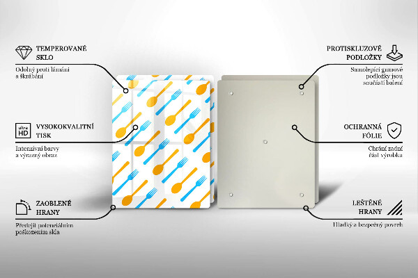 Glas Herdabdeckplatte Gabeln und Löffel