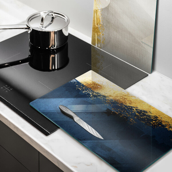 Glas Herdabdeckplatte Goldabstraktion