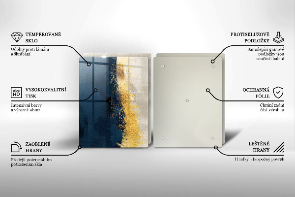 Glas Herdabdeckplatte Goldabstraktion