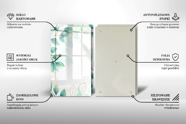 Glas Herdabdeckplatte Bemalte Blätter