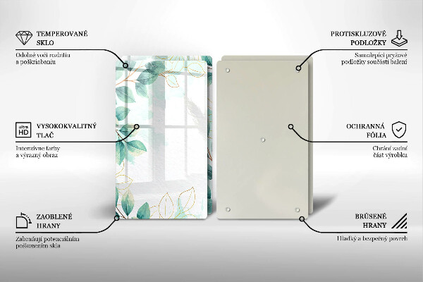 Glas Herdabdeckplatte Bemalte Blätter