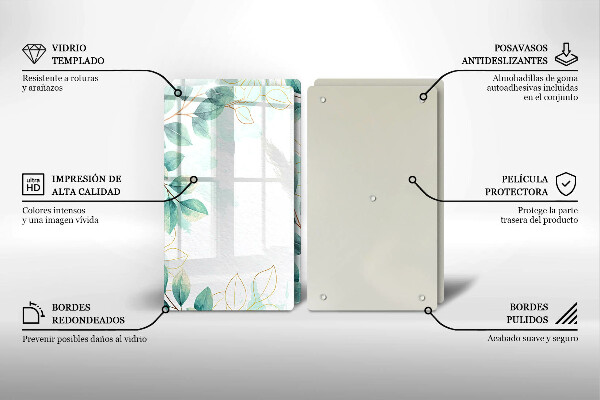 Glas Herdabdeckplatte Bemalte Blätter