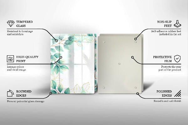 Glas Herdabdeckplatte Bemalte Blätter