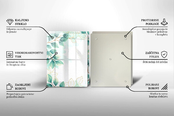 Glas Herdabdeckplatte Bemalte Blätter