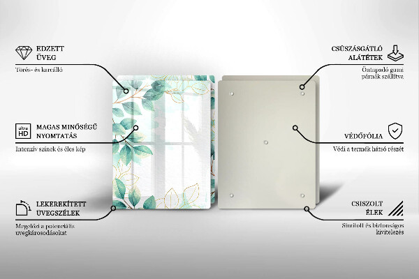 Glas Herdabdeckplatte Bemalte Blätter