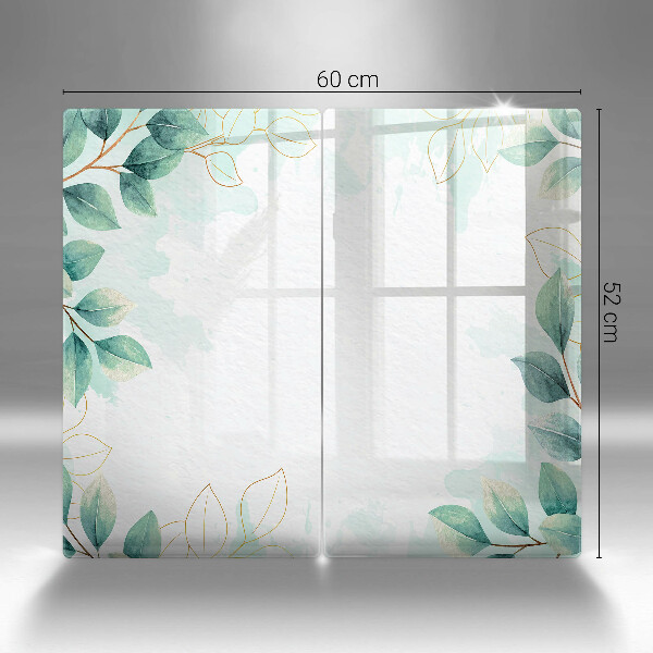 Glas Herdabdeckplatte Bemalte Blätter