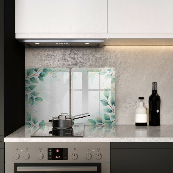 Glas Herdabdeckplatte Bemalte Blätter