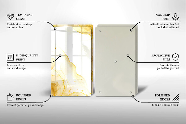Glas Herdabdeckplatte Goldene Abstraktion