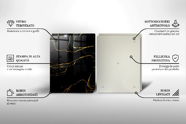 Glas Herdabdeckplatte Schwarzer Marmor