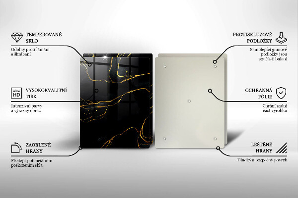 Glas Herdabdeckplatte Schwarzer Marmor