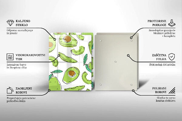 Glas Herdabdeckplatte Avocado und Birne