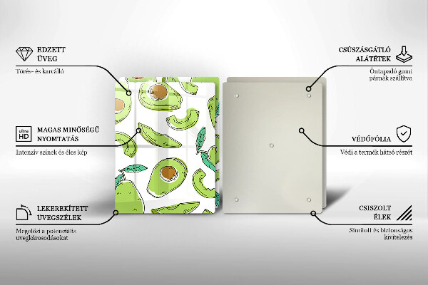 Glas Herdabdeckplatte Avocado und Birne