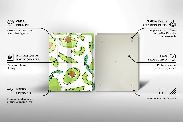 Glas Herdabdeckplatte Avocado und Birne