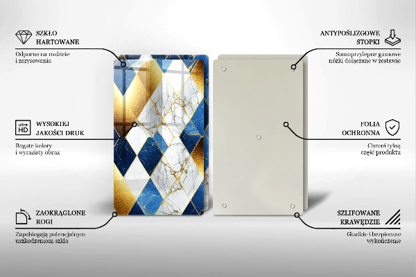 Glas Ceranfeldabdeckung Goldene Marmorrauten