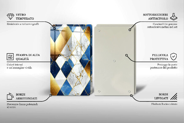 Glas Ceranfeldabdeckung Goldene Marmorrauten