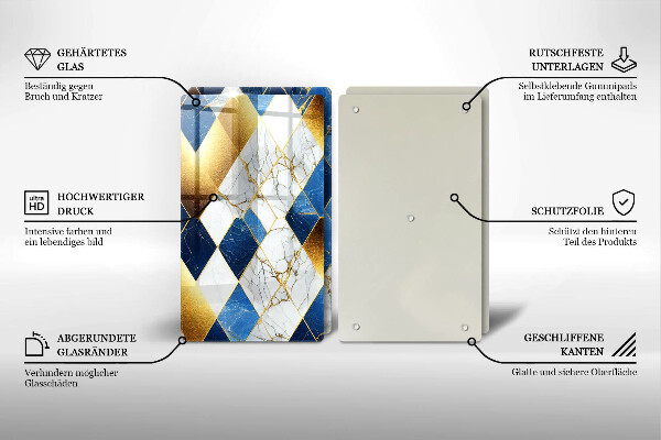Glas Ceranfeldabdeckung Goldene Marmorrauten