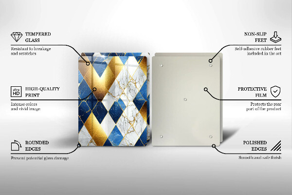 Glas Ceranfeldabdeckung Goldene Marmorrauten