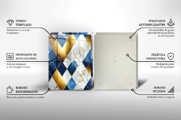 Glas Ceranfeldabdeckung Goldene Marmorrauten