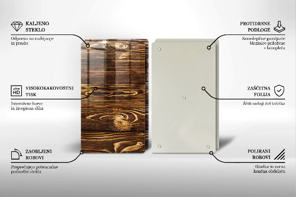 Glas Ceranfeldabdeckung Holzstruktur