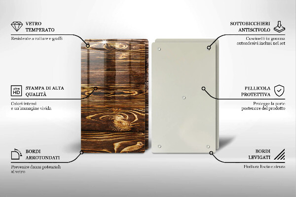 Glas Ceranfeldabdeckung Holzstruktur